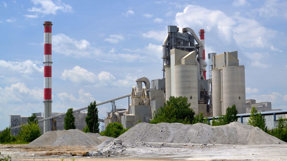 cementownia, fabryka, kominy, produkcja, komin, architektura, cement, polska