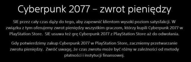 komunikat Sony o zwrocie gry, fot. PlayStation
