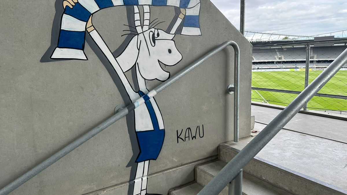 Graffiti na stadionie w Kownie