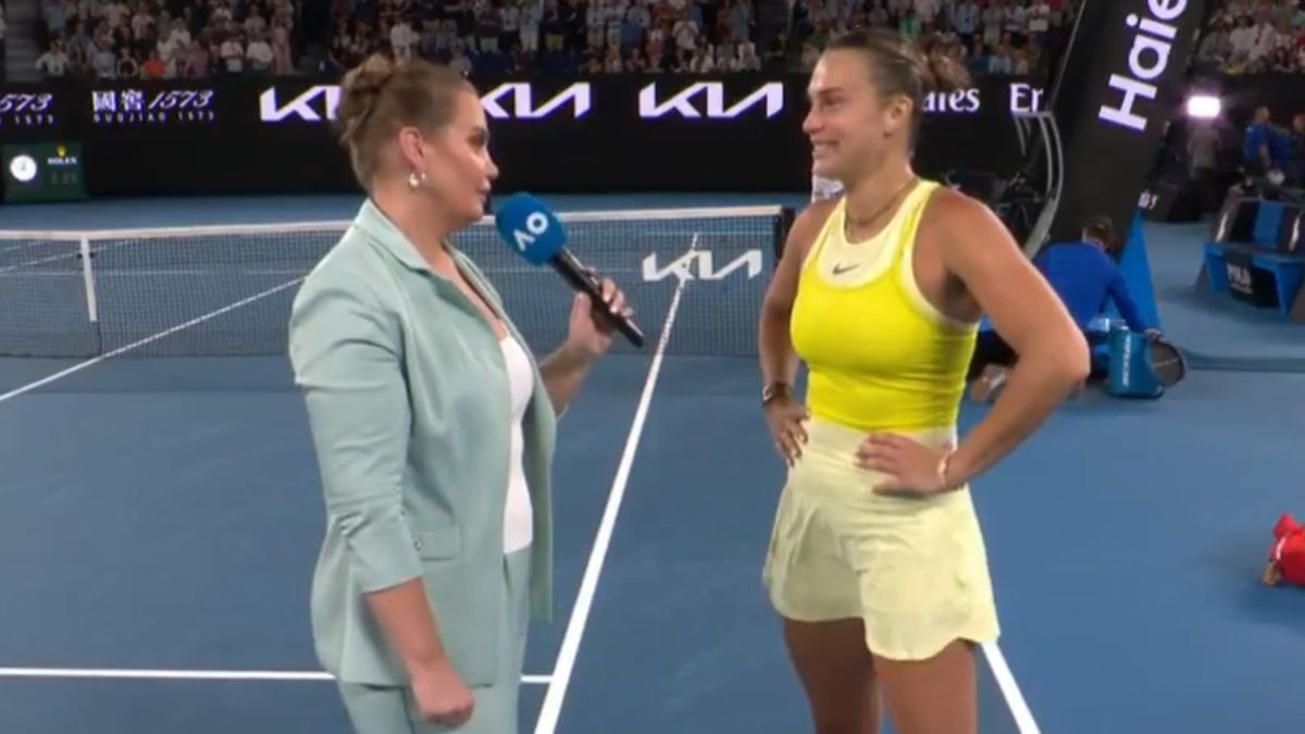 Twitter / Eurosport / Na zdjęciu: Aryna Sabalenka podczas wywiadu