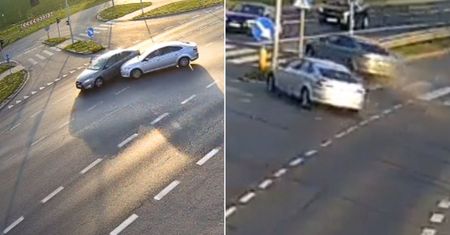 Miała czerwone światło. Moment groźnego wypadku w Legnicy