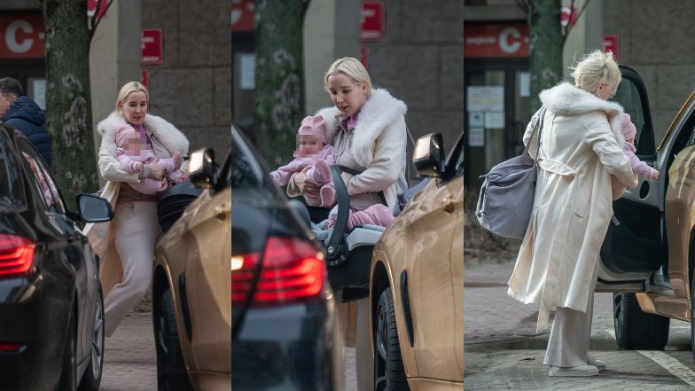 Zabiegana Lil Masti wsiada z dzieckiem do samochodu za pół miliona złotych