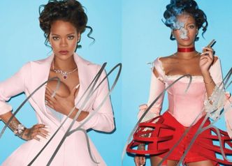 Rihanna trzyma się za pierś i pali cygaro...