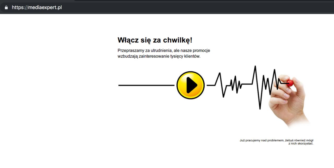 Sklep insynuował, że chodzi o przeciążenie serwerów. Źródło: Niebezpiecznik