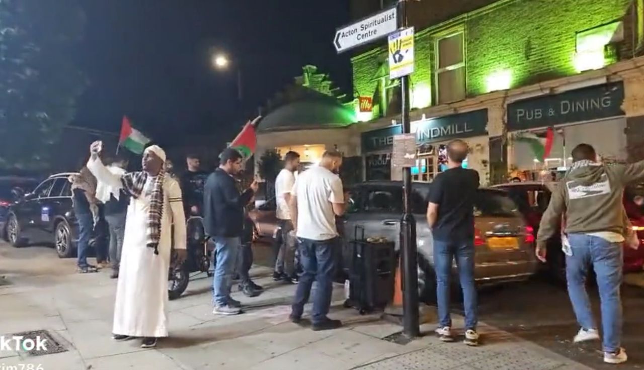 Palestinians are celebrating in the streets of London.