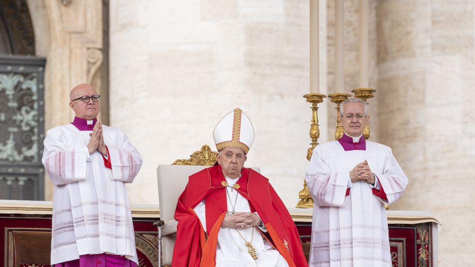 VATICAN CITY, VATICAN - 2024/03/24: Pope Francis leads the Palm Sunday mass in St. Peter square in Vatican City. (Photo by Stefano Costantino/SOPA Images/LightRocket via Getty Images)