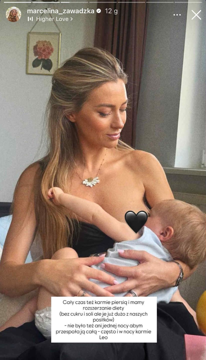 Marcelina Zawadzka karmi syna piersią