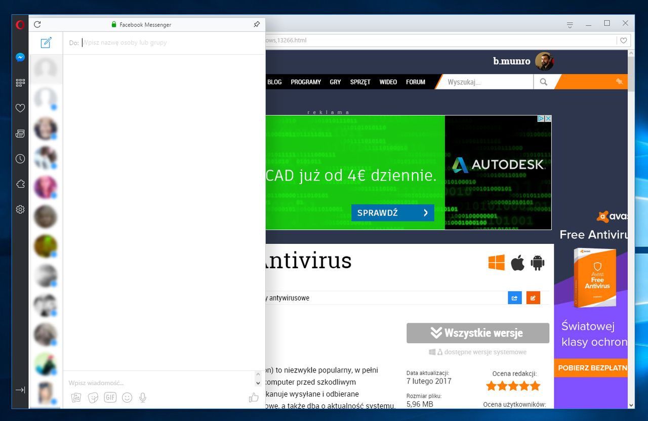 Panel Messengera w nowej Operze
