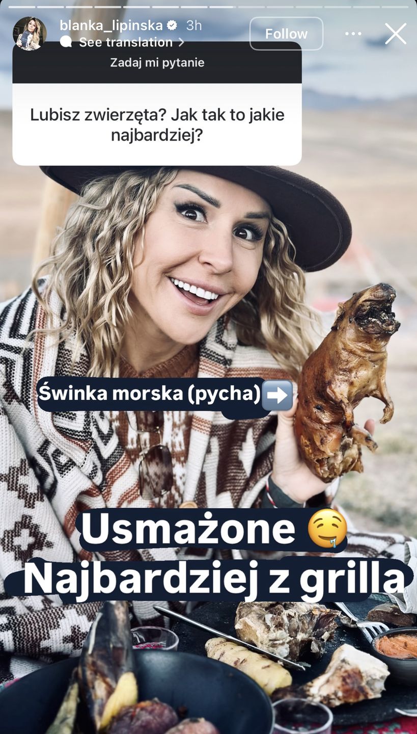 Blanka Lipińska o smażonej śwince morskiej
