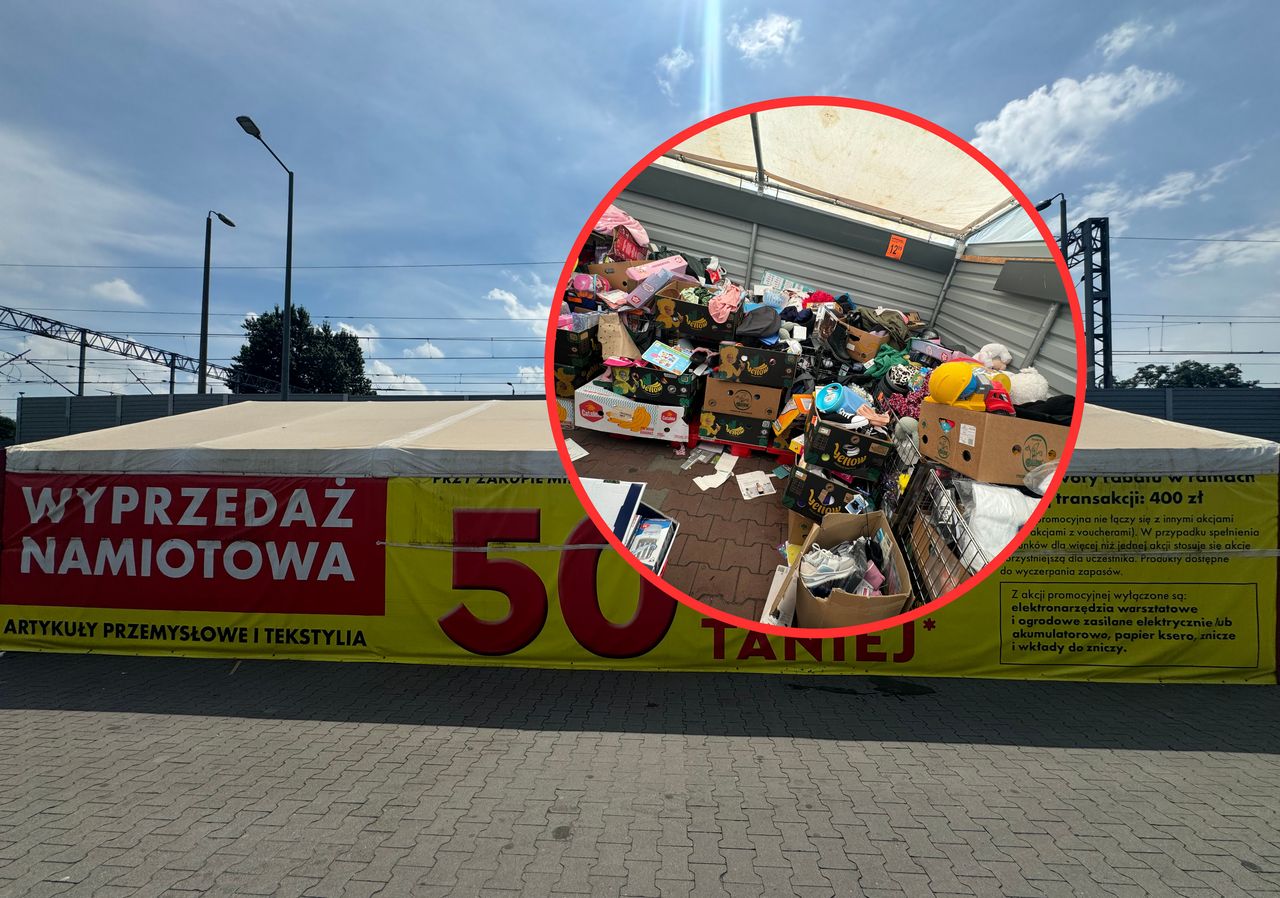 Biedronka zawiesza wyprzedaż po interwencji WP. Namiot wyglądał jak śmietnik