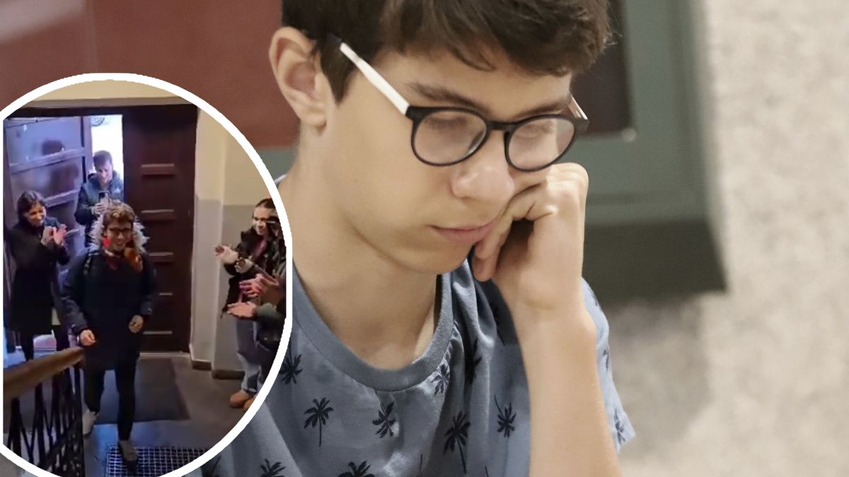 Młody mistrz mógł liczyć na niezwykłe powitanie ze strony swoich kolegów i koleżanek!