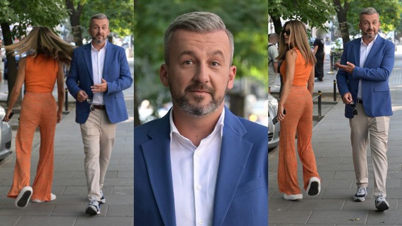 Małgorzata Rozenek i Krzysztof Skórzyński wychodzą ze studia "Dzień Dobry TVN"