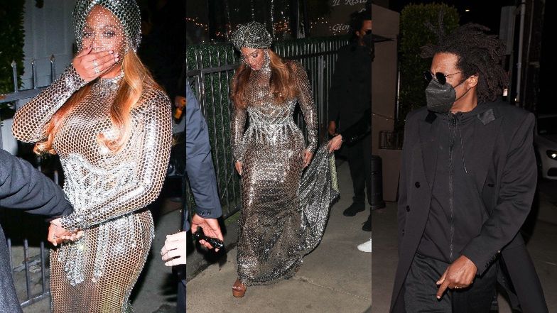Beyonce w turbanie z woalką pędzi z Jayem-Z na after party po gali Grammy (ZDJĘCIA)