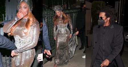 Beyonce w turbanie z woalką pędzi z Jayem-Z na after party po gali Grammy (ZDJĘCIA)