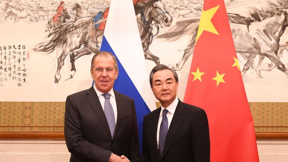 Russian Delegation In Beijing For MeetingsBEIJING, CHINA - APRIL 22:  Russia's Foreign Minister Sergei Lavrov (left) shakes hands with Chinese State Councilor and Foreign Minister Wang Yi (right) at the Diaoyutai State Guest House in Beijing, China, April 23, 2018. (Photo by Madoka Ikegami-Pool/Getty Images)Pool