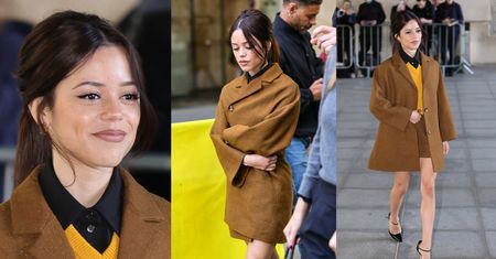 Coraz SZCZUPLEJSZA Jenna Ortega w jesiennej stylizacji mknie do studia BBC (ZDJĘCIA)