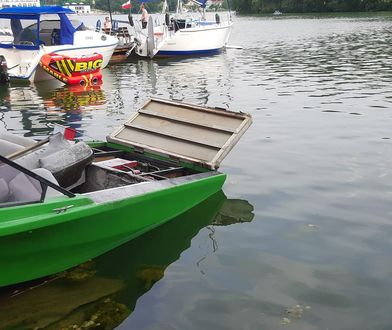 Eksplozja na jeziorze Lubiąż. Musiał się ratować skokiem do wody