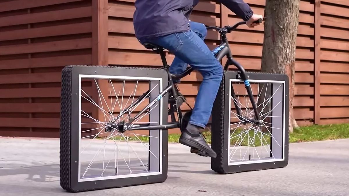 Rower z kwadratowymi "kołami"