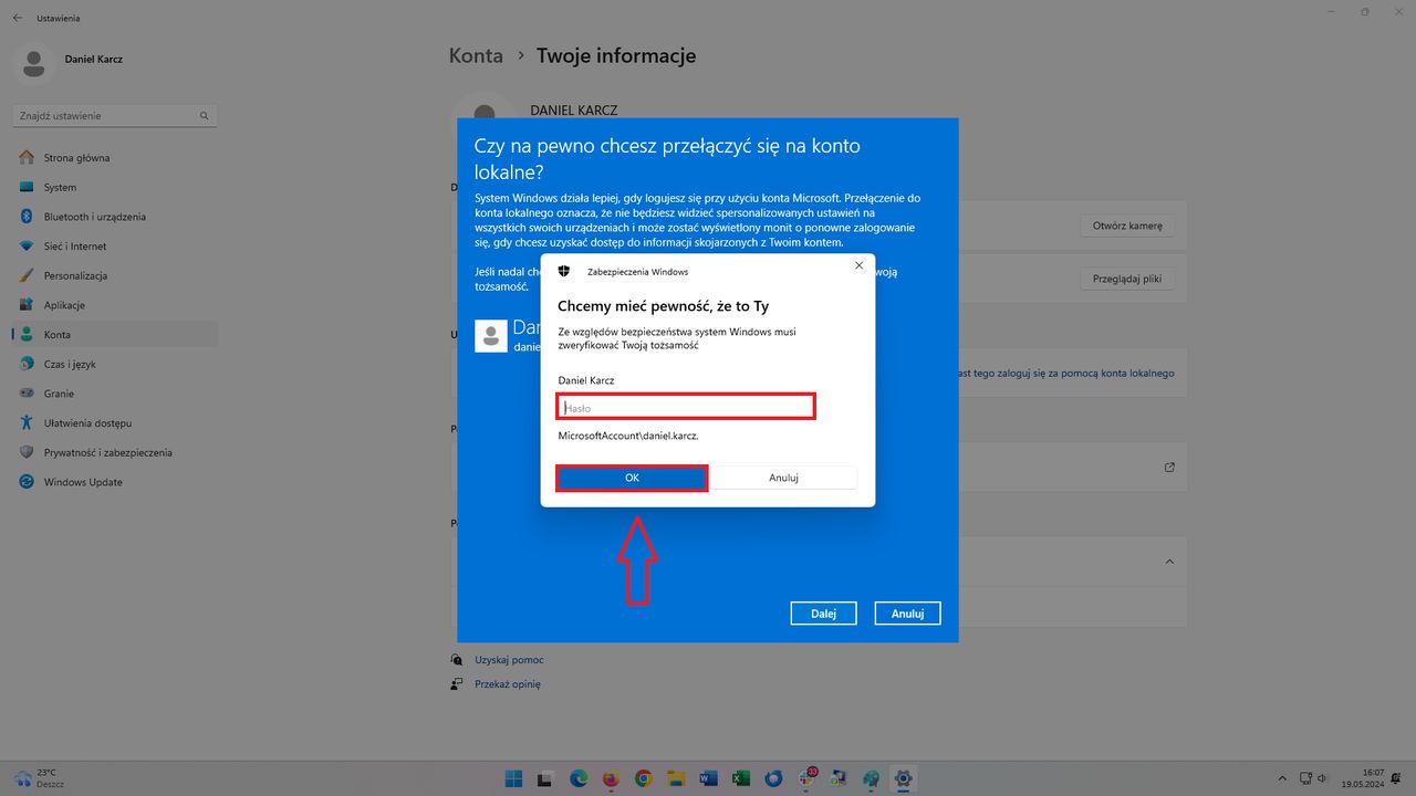 Jak zmienić konto Microsoft na lokalne w Windows 11?