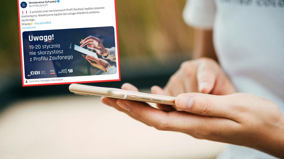 Profil zaufany nie będzie działać. Powodem prace serwisowe