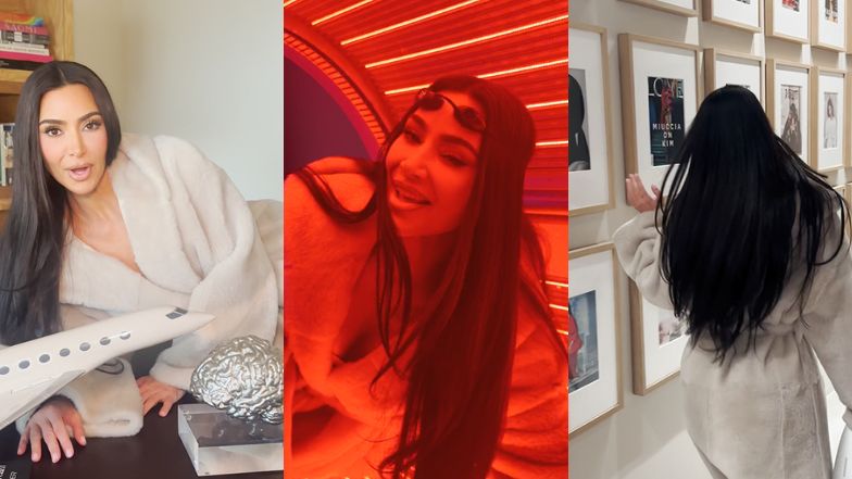 Kim Kardashian pokazała biuro. Jest srebrna MAKIETA MÓZGU i solarium. Zrobiła sobie ścianę chwały (WIDEO)