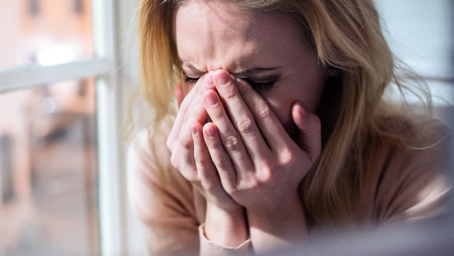Woman sitting on windowsill, looking out of window, cryingBeautiful blond woman sitting on window sill at night, looking out of window, cryingHalfpointBeautiful, Fashion, Residential Building, Leisure Activity, Women, Comfortable, Window Sill, Cardigan Sweater, Dusk, Pain, Young Adult, Adult, Crying, Sitting, Looking, Thinking, Beauty, Backgrounds, Caucasian Ethnicity, One Person, Nostalgia, Relaxation, Sadness, Grief, Despair, Loneliness, Solitude, Concepts, Ideas, Lifestyles, Urban Scene, Indoors, Close-up, Displeased, Blond Hair, People, Sunlight, Night, Day, Window, Apartment, Home Interior, Town, Casual Clothing, Peacefull, Sunny