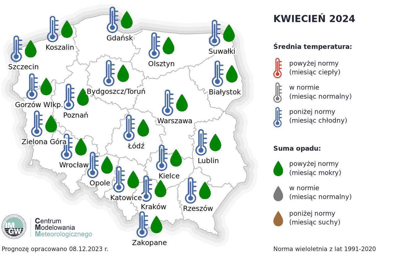 Długoterminowa prognoza pogody. Kwiecień 2024 może być chłodny