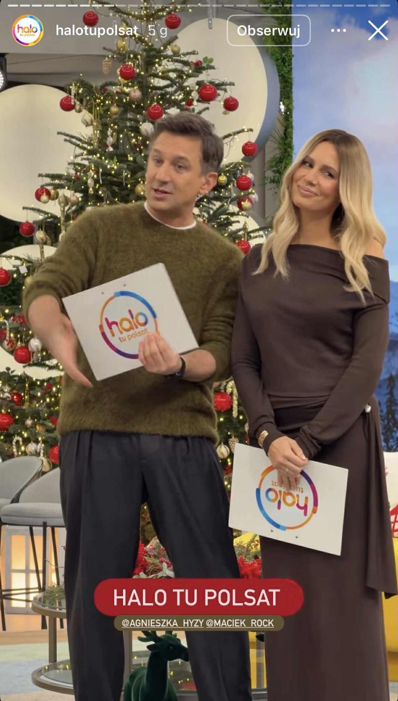 Agnieszka Hyży w drapowanej sukni w "Halo tu Polsat" 