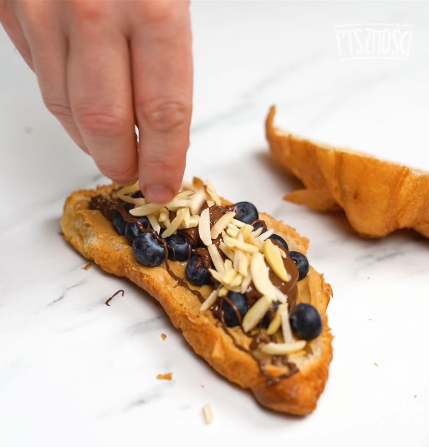 Croissant with chocolate and peanut butter