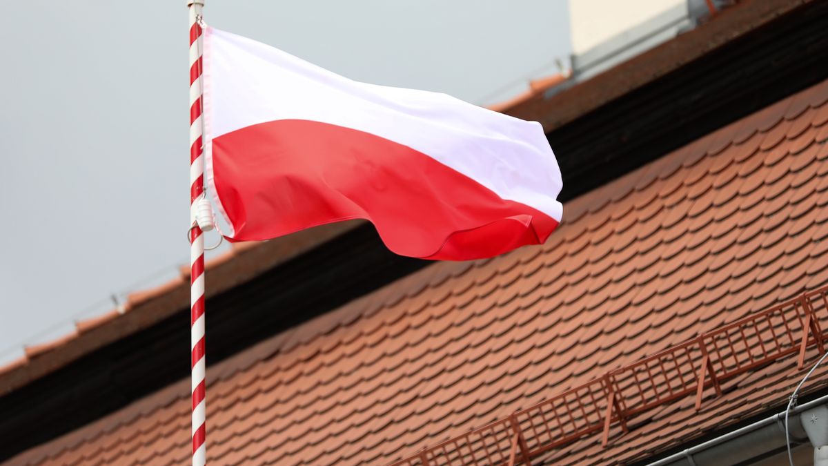 In Krakow, Poland, on September 17, 2025, a Polish flag is present during the commemoration of the 86th anniversary of the Soviet Union's aggression against Poland at Father General Adam Studzinski Square. The Soviet Union joins military operations on the side of Nazi Germany and, without declaring war, invades Poland on September 17, 1939, thus fulfilling the protocol of the Molotov-Ribbentrop Pact. The Soviet murders of Polish officers and intelligentsia begin at that time. (Photo by Klaudia Radecka/NurPhoto via Getty Images)