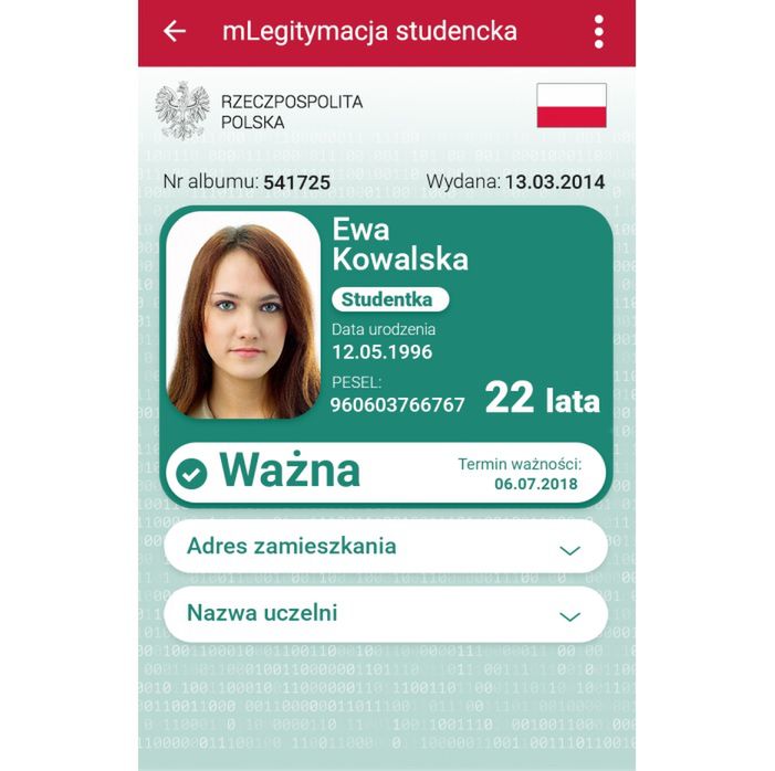 mLegitymacja studencka
