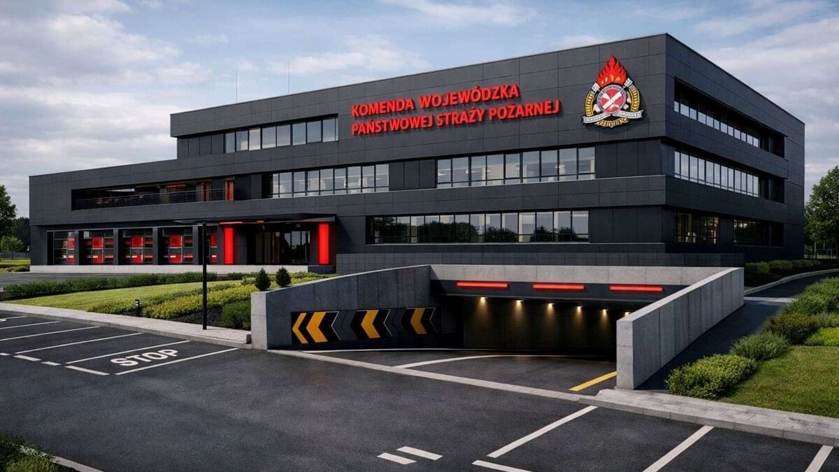 Przykładowa wizualizacja nowej siedziby Komendy Wojewódzkiej Państwowej Straży Pożarnej w Lublinie