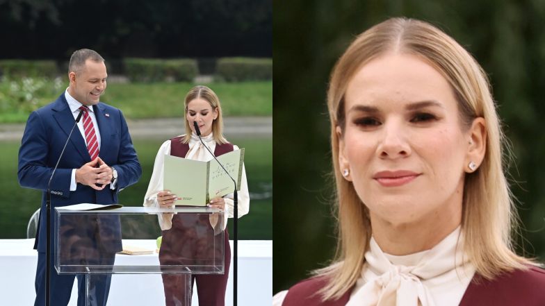 Marta Nawrocka w bordowym zestawie zadaje szyku na Narodowym Czy