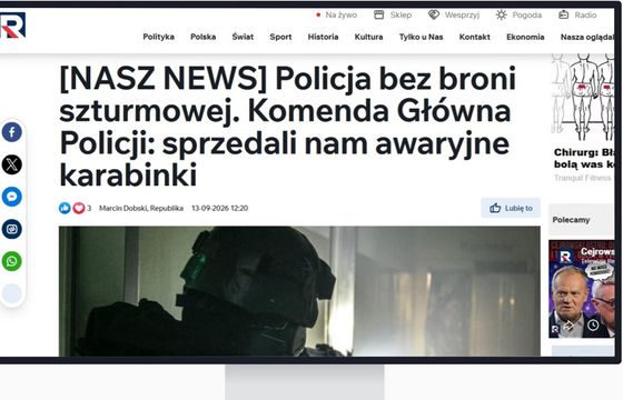 Policja reaguje na tekst Republiki o braku karabinków szturmowych. Dziennikarz: za nieścisłości przepraszam