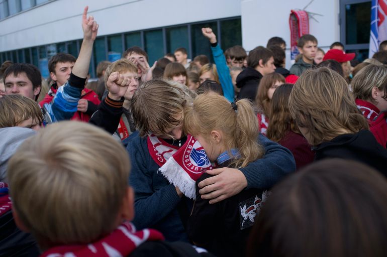 Hokeistów Lokomotiwu Jarosław żegnało ponad 100 tysięcy ludzi. Fot. Harry Engels/Getty Images