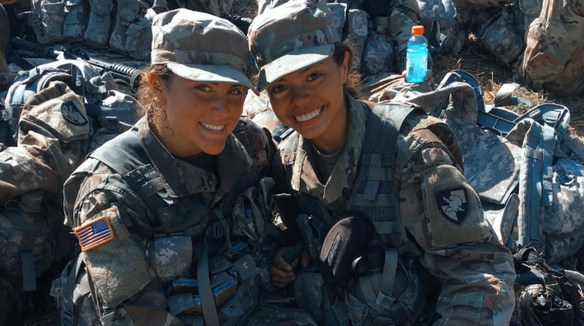 A female soldier on the right became Miss USA.