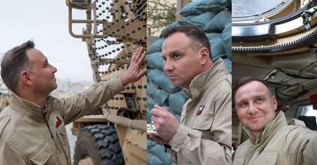 Andrzej Duda w Afganistanie głaszcze pojazd opancerzony (ZDJĘCIA)