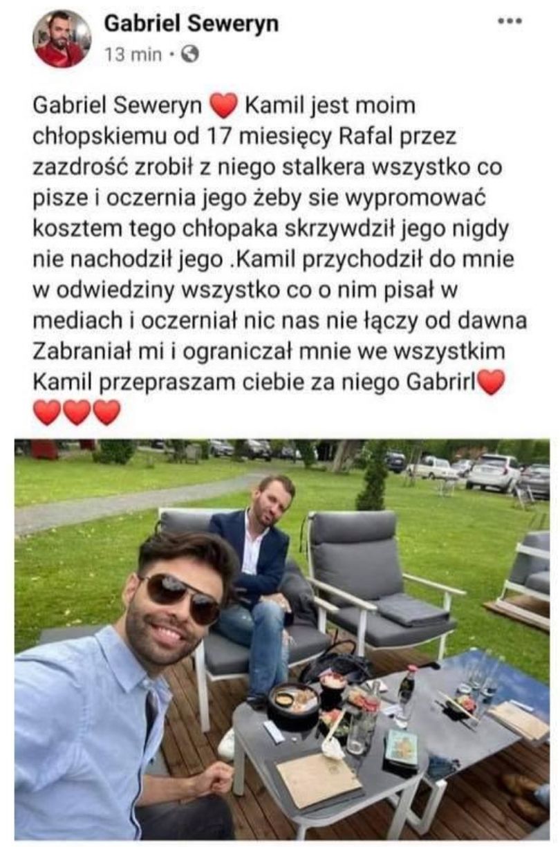 "Prześladowca" Gabriela Seweryna jest tak naprawdę jego chłopakiem