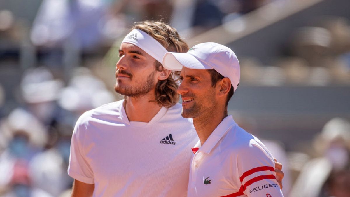 Getty Images / Tim Clayton/Corbis / Na zdjęciu: Stefanos Tsitsipas i Novak Djoković