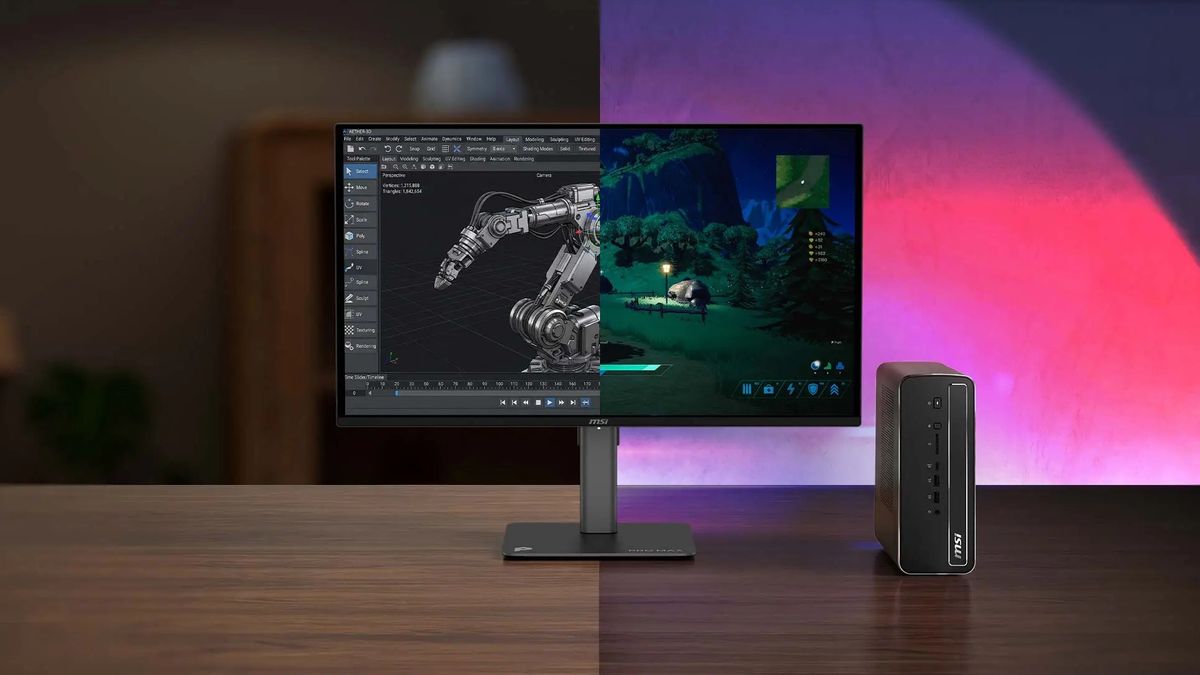 Komputer MSI PRO MAX EDGE AI+ można postawić na biurku obok monitora