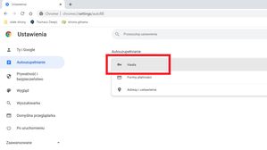 Google Chrome: menu Hasła