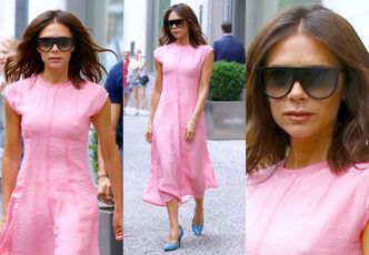 Wiecznie młoda Victoria Beckham w różowej sukience własnego projektu