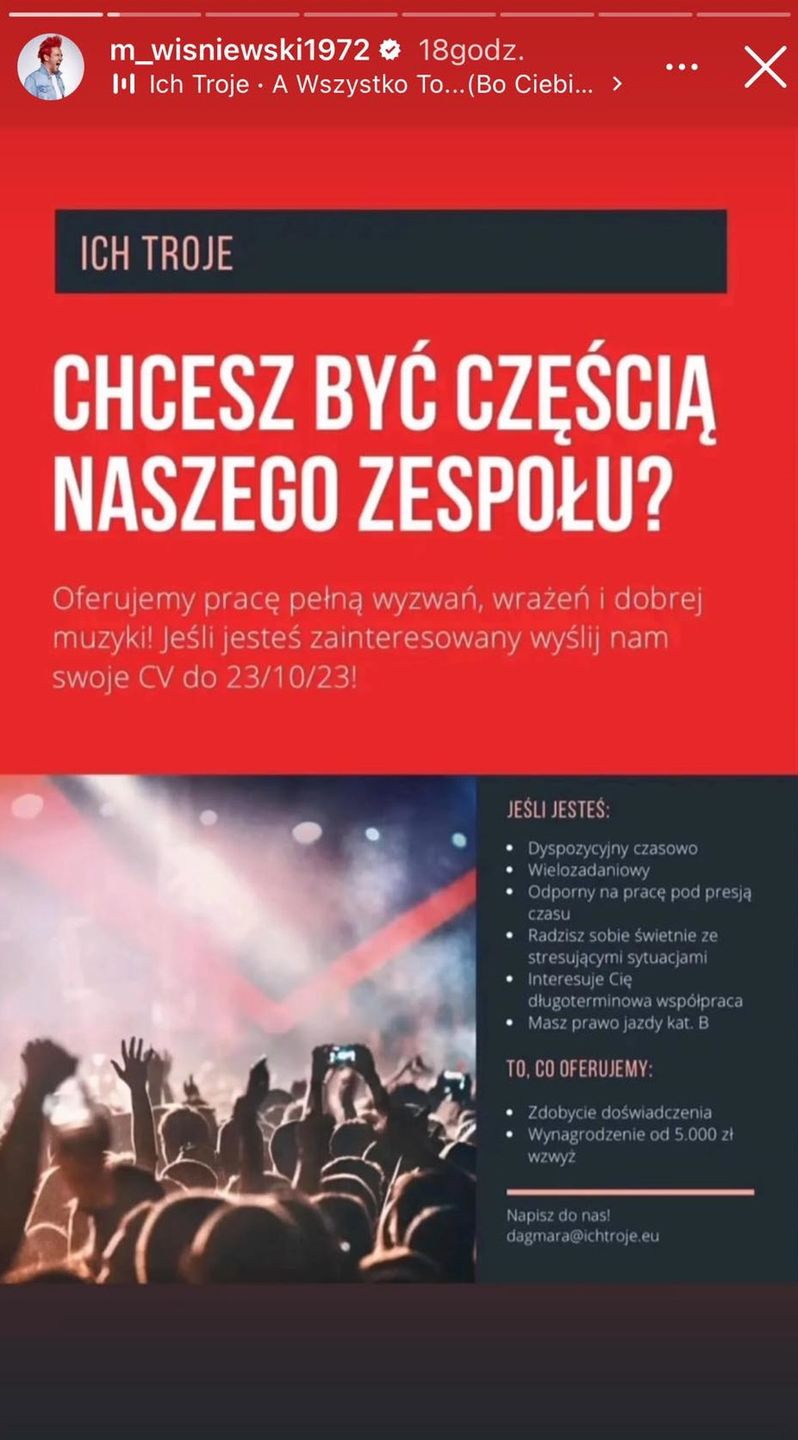 Michał Wiśniewski i jego oferta pracy 
