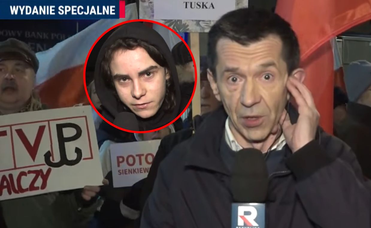 Protest przed TVP. Rozmowa z dziennikarzem Telewizji Republika podbija internet 