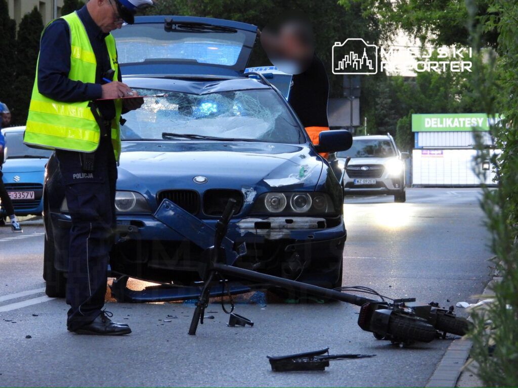 Elektryczną hulajnogą wjechał czołowo w BMW. Ukrainiec w stanie krytycznym. Lądował śmigłowiec LPR