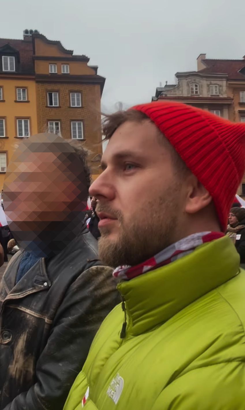 Antoni Królikowski z rodziną na proteście