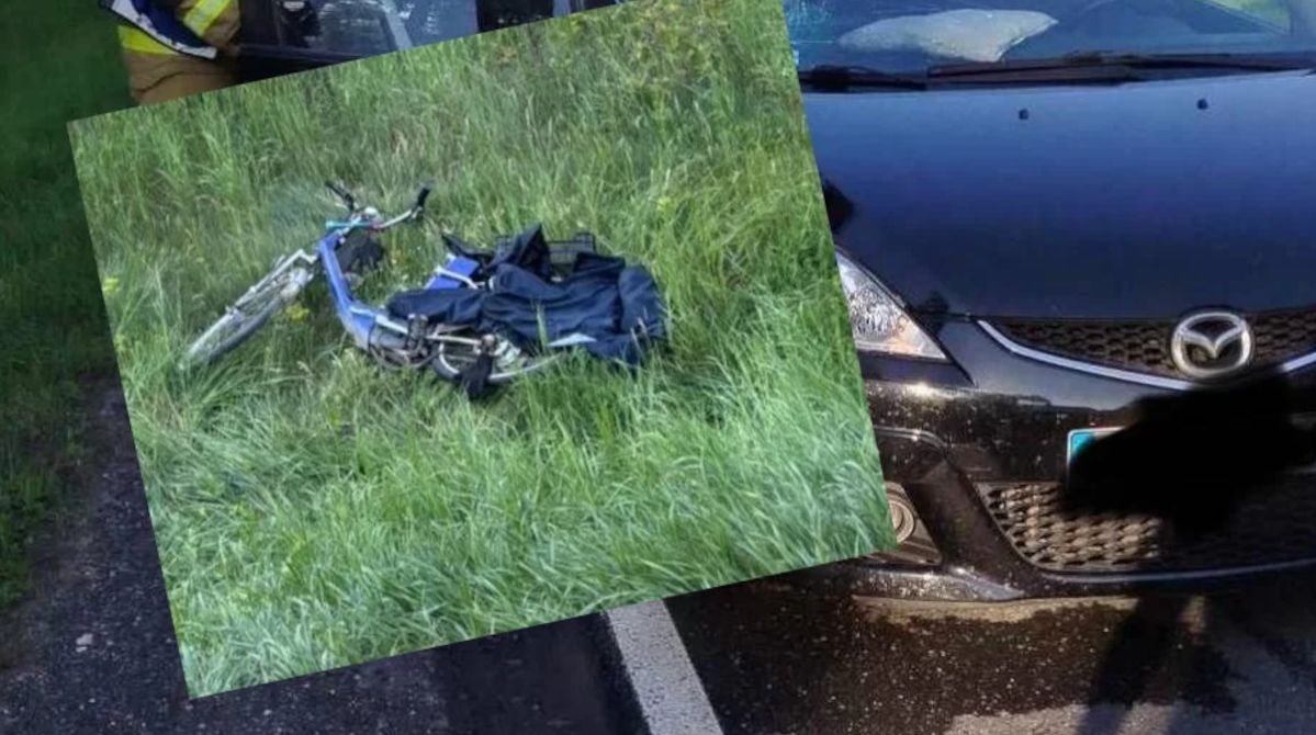 Senior na rowerze wjechał wprost pod samochód? Policja ustala okoliczności wypadku na DK15