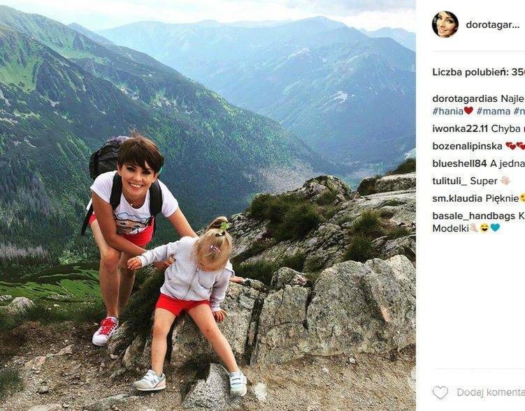Dorota Gardias z córką Hanią w górach