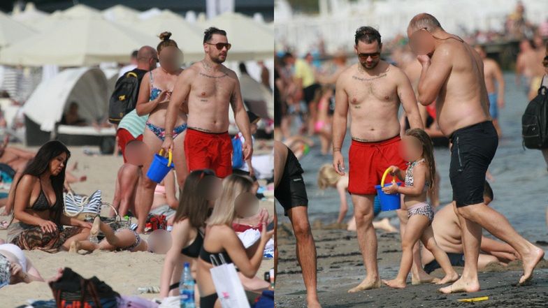 Sylwia Bomba i Grzegorz Collins na plaży