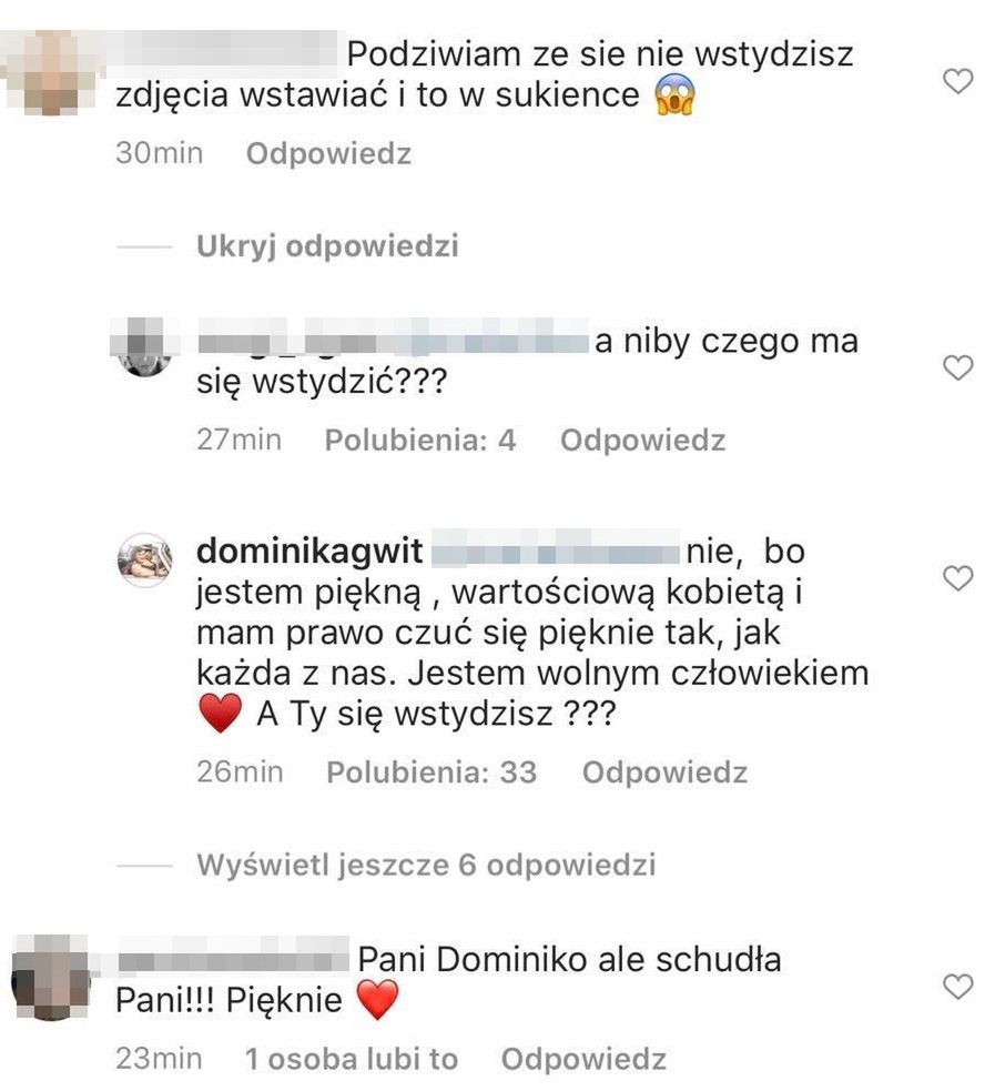 Komentarze na profilu Dominiki Gwit